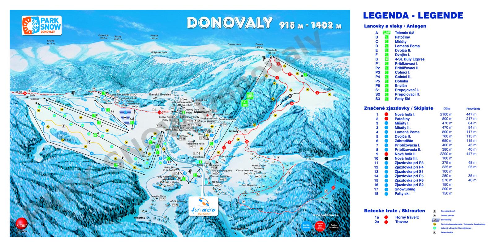 mapa donovaly